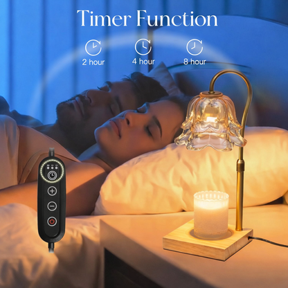 Ceralia | Kerzenwärmer Lampe mit Blütenglas, Timer und Dimmer