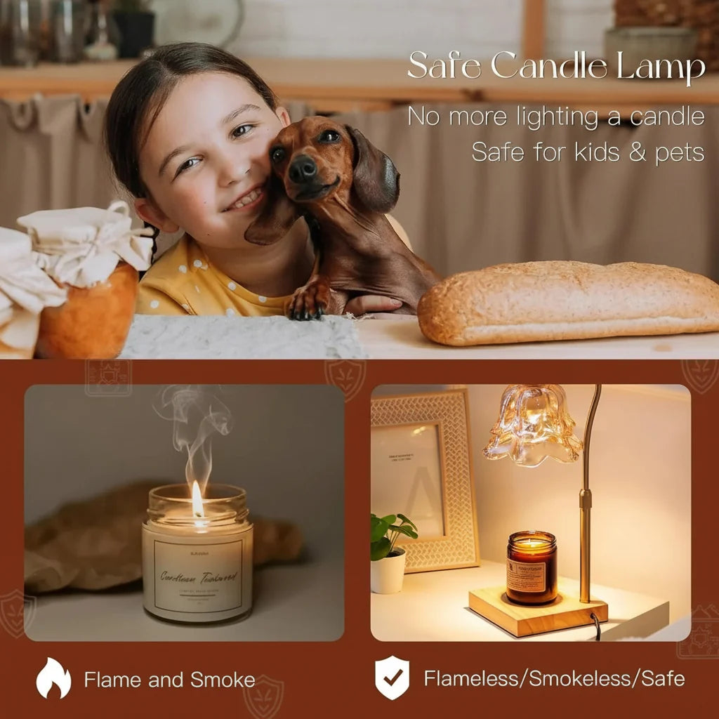 Ceralia | Kerzenwärmer Lampe mit Blütenglas, Timer und Dimmer