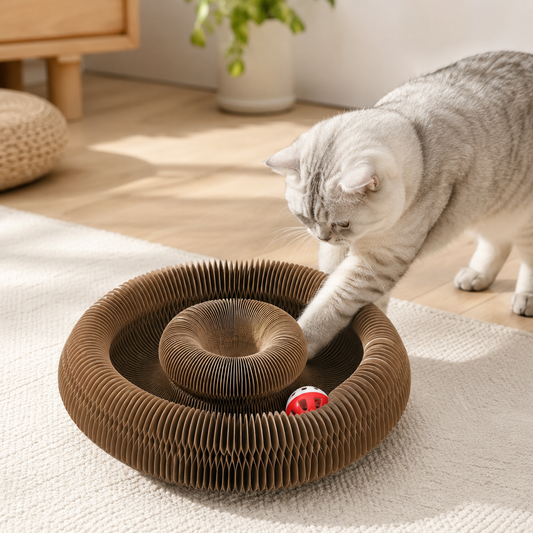 Laberinto plegable de cartón para gatos Juguete rascador Juego interactivo