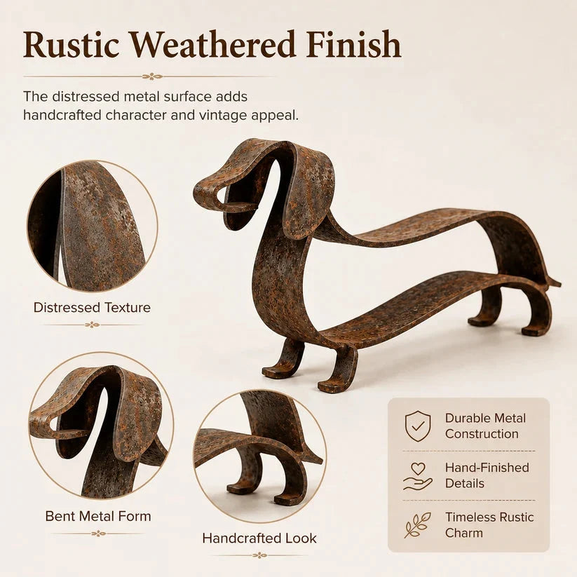 Rustano | Dackel Skulptur aus Metall im Rost-Look, 30 cm lang