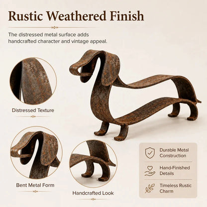 Rustano | Dackel Skulptur aus Metall im Rost-Look, 30 cm lang