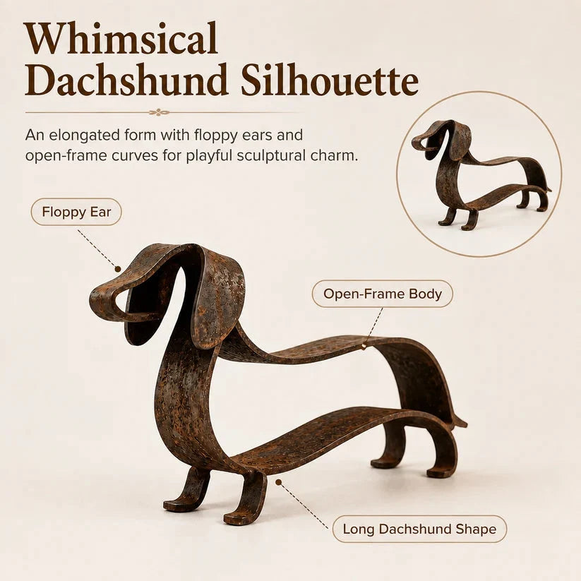 Rustano | Dackel Skulptur aus Metall im Rost-Look, 30 cm lang