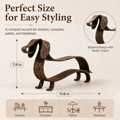 Rustano | Dackel Skulptur aus Metall im Rost-Look, 30 cm lang