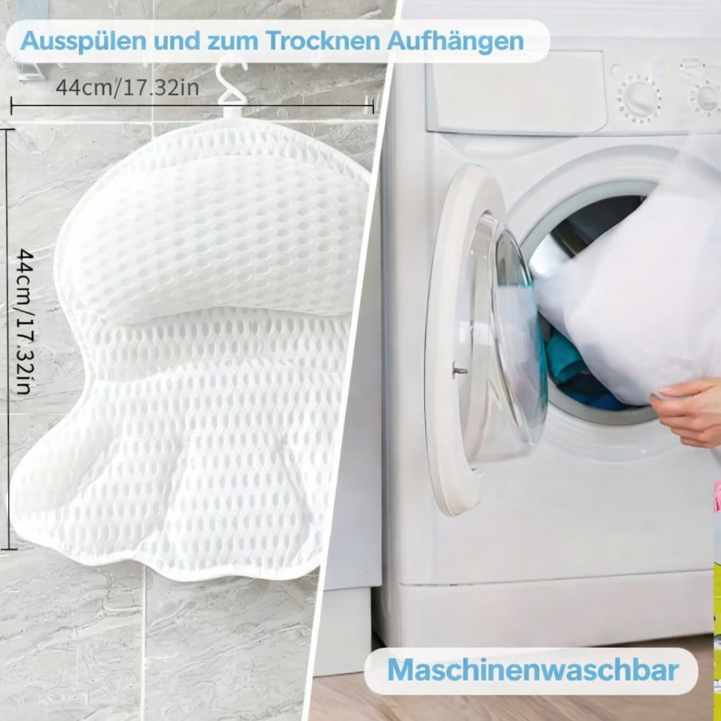 Coussin de bain BathCloud 4D | Coussin ergonomique de soutien pour la nuque et le dos avec ventouses antidérapantes
