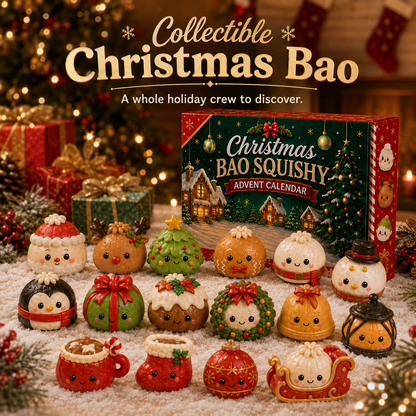 Baomira | Calendario de Adviento squishy con 24 figuras bao navideñas