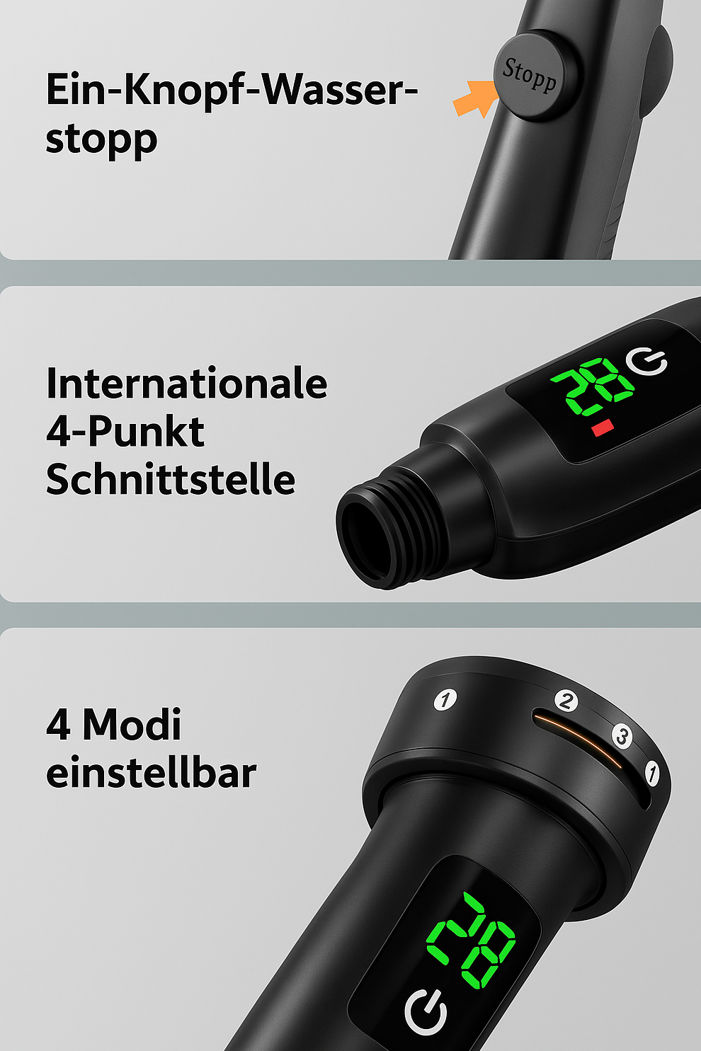 HydroSense Flow | LED-Duschkopf mit Filter & Temperaturanzeige