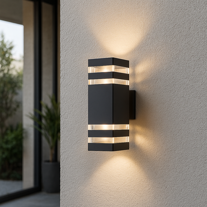 Applique da esterno a 2 vie – luce moderna up & down per un ingresso elegante