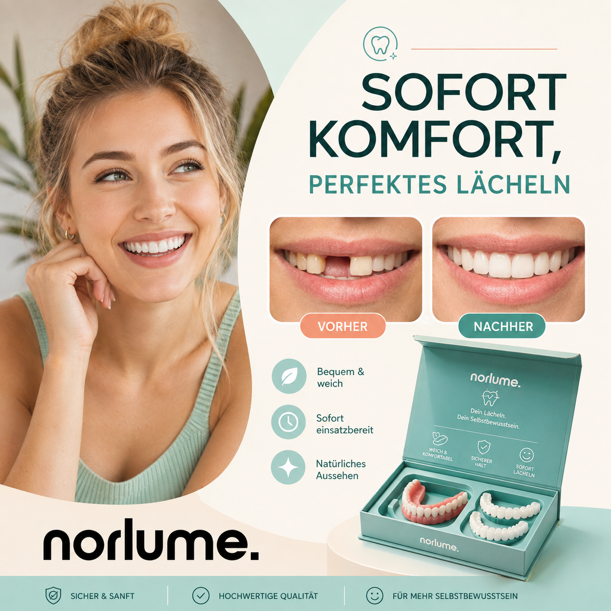 Flexibler Zahnersatz aus Silikon - Kosmetische Zahnprothese