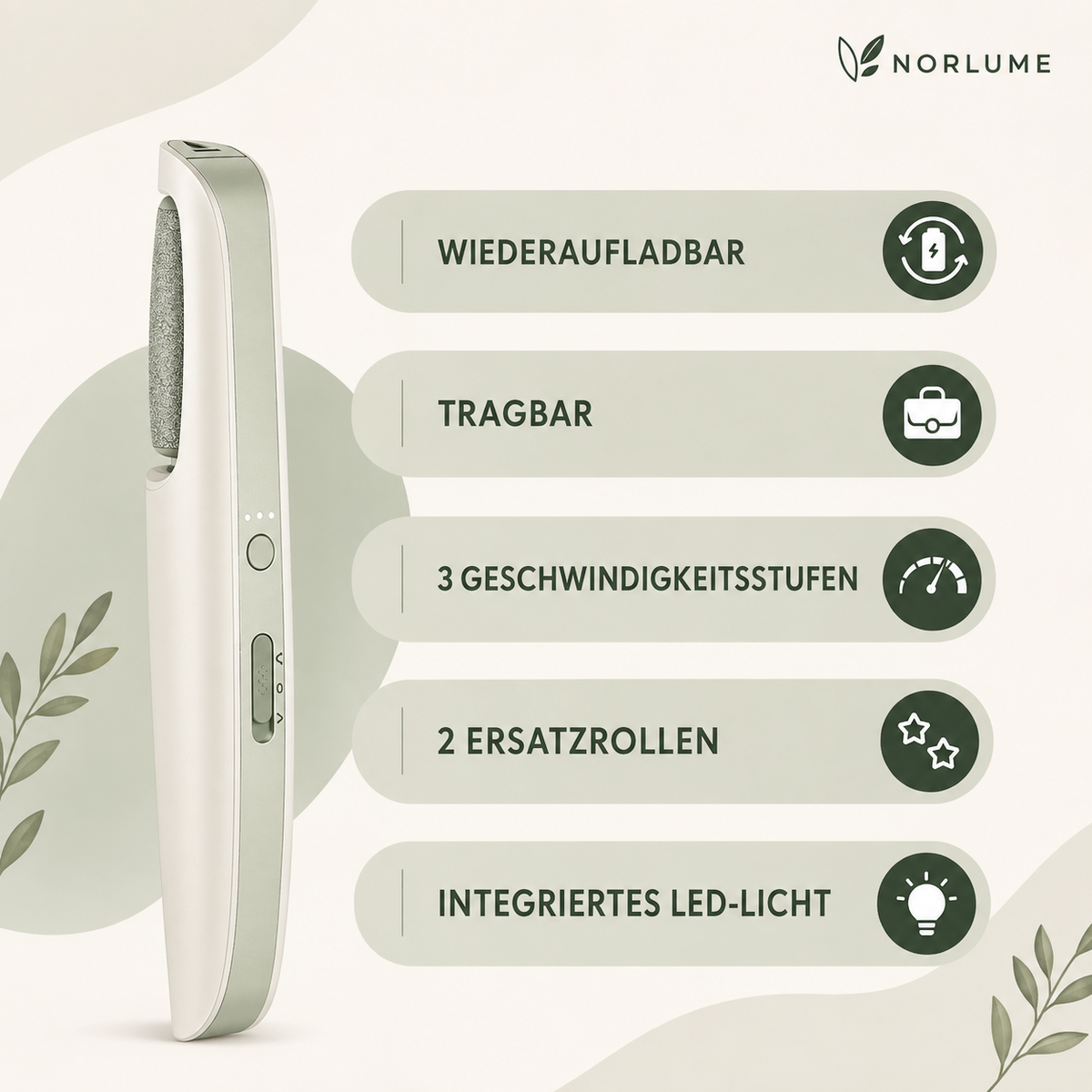 Elektrischer Hornhautentferner mit LED - Kabellos für Fußpflege