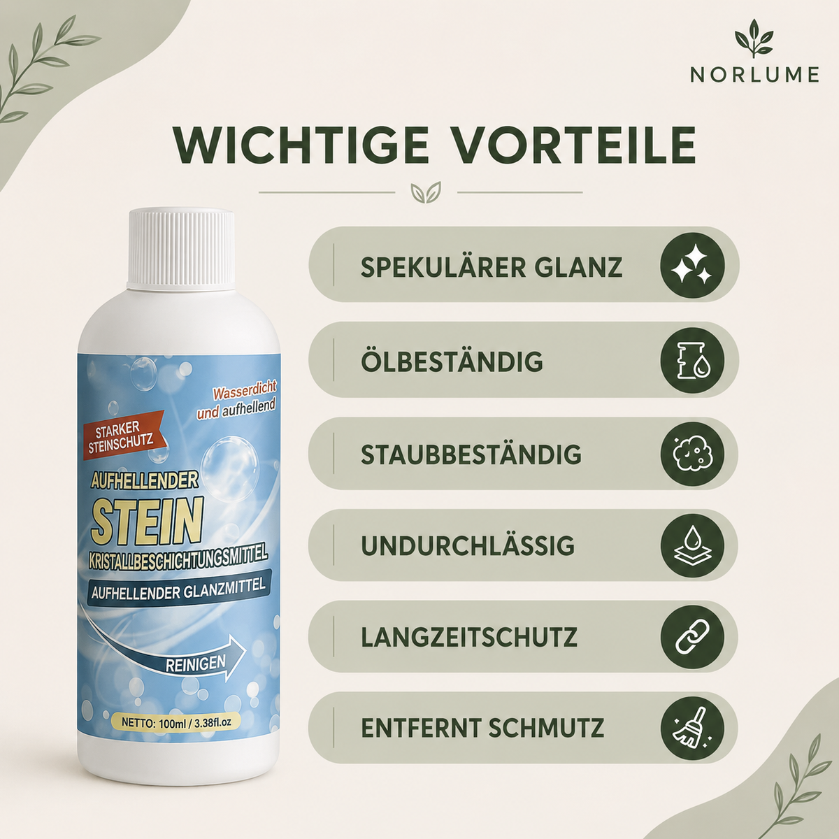 Steinreiniger Fleckenentferner für Naturstein Marmor Granit