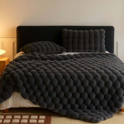 Bublina | Coperta coccolosa con texture a bolle effetto pelliccia di coniglio, lavabile