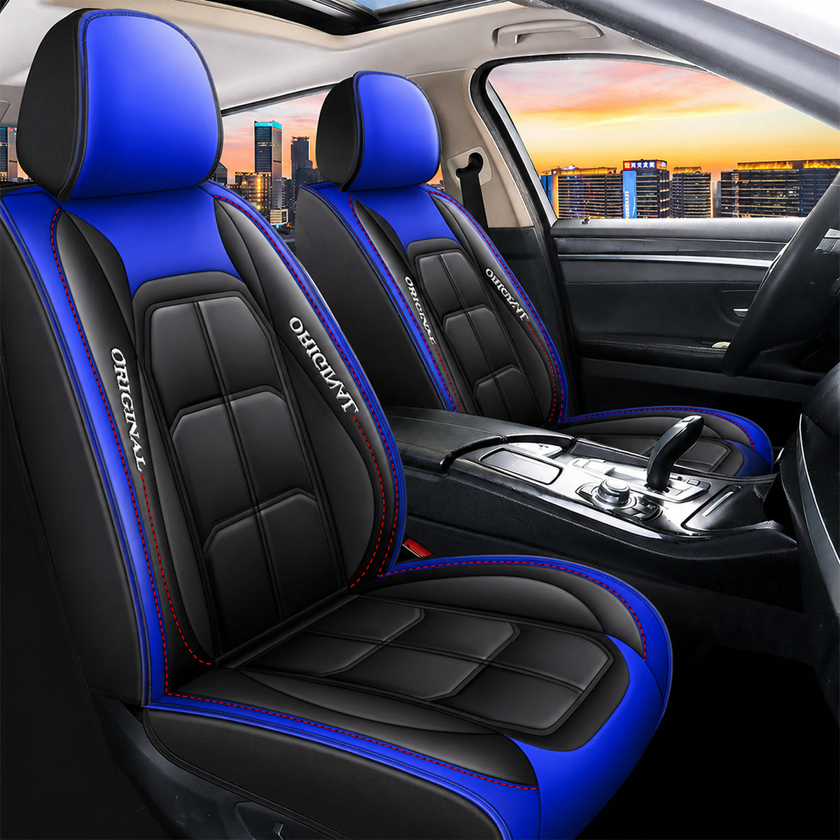 Sitrano | PU Leather Car Seat Covers for Front Seats, Set of 2, Universal Fit