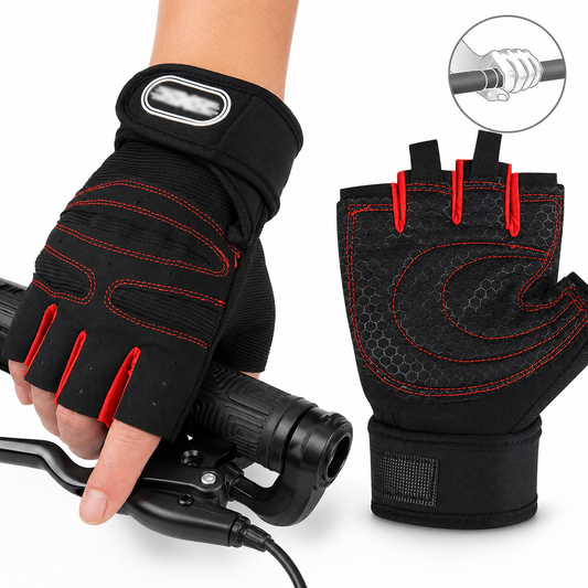 Polsterte Halb-Finger Fahrrad-Handschuhe Bowlift