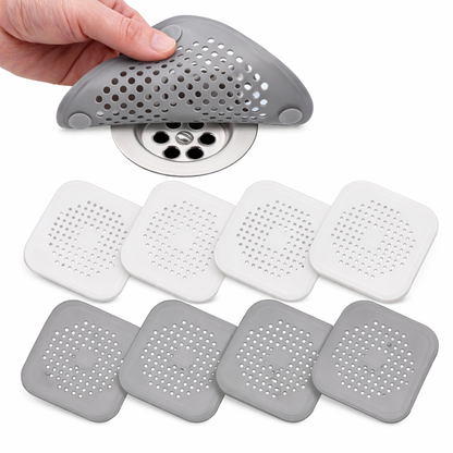 Siebora | Filtro di scarico in silicone con ventose per doccia e lavandino, set da 4