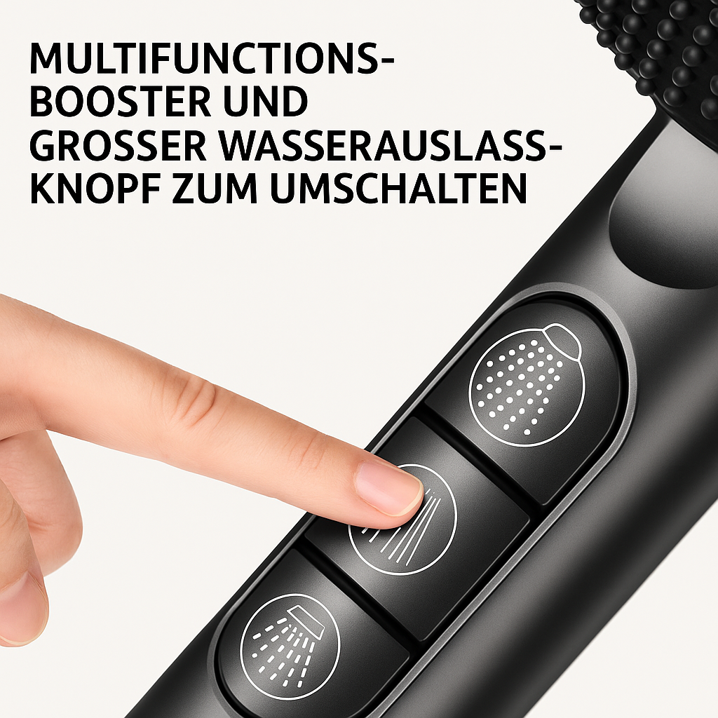 AquaJet PowerDuschkopf | Hochdruck-Handbrause mit 5 Strahlarten
