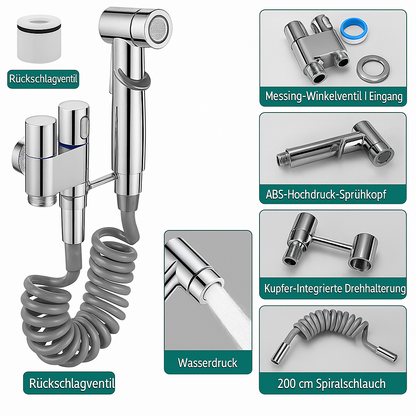 AuriJet Stainless Steel Bidet Sprayer – Toilet Shower with Pressure Control & Ergonomic Handle