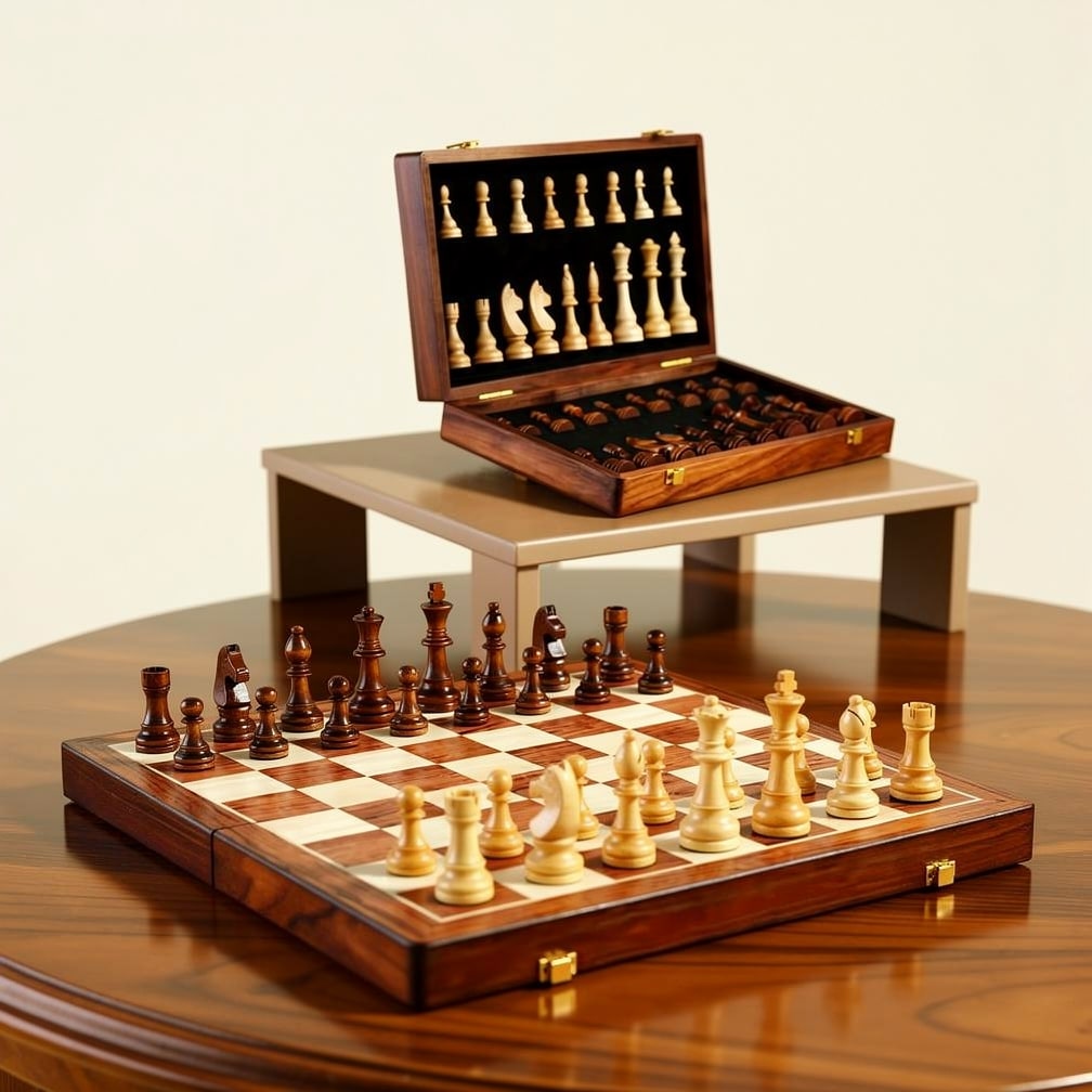 Chessara | Tragbares Schachspiel aus Massivholz 0