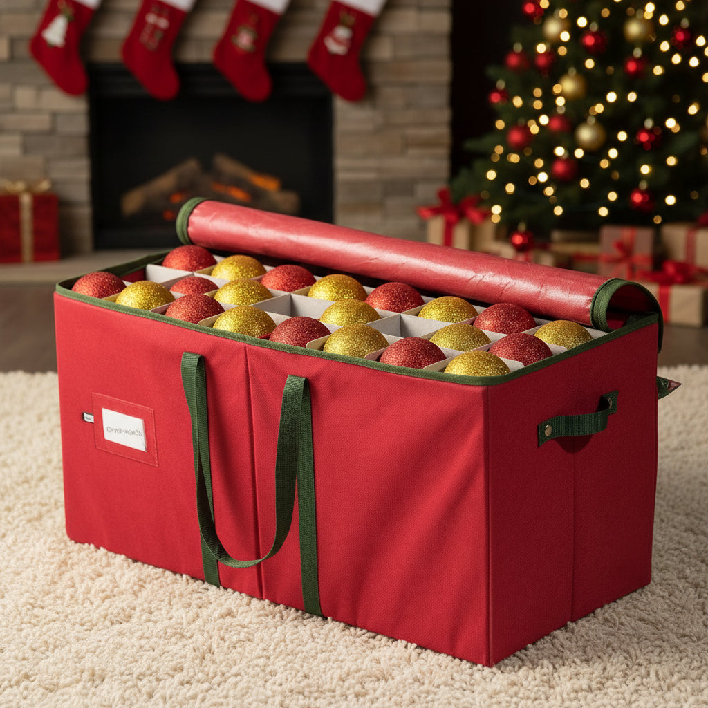 Ornavio | Contenitore per palline di Natale con divisori e maniglie