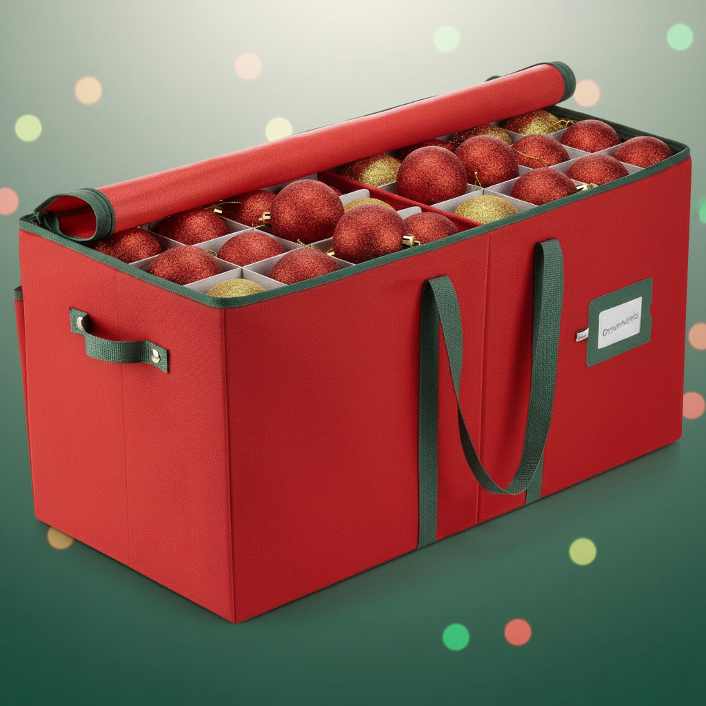 Ornavio | Contenitore per palline di Natale con divisori e maniglie