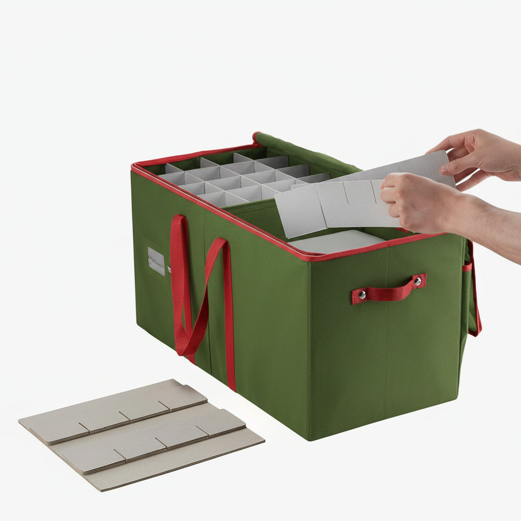 Ornavio | Contenitore per palline di Natale con divisori e maniglie