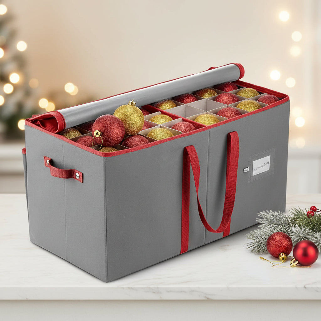 Ornavio | Contenitore per palline di Natale con divisori e maniglie