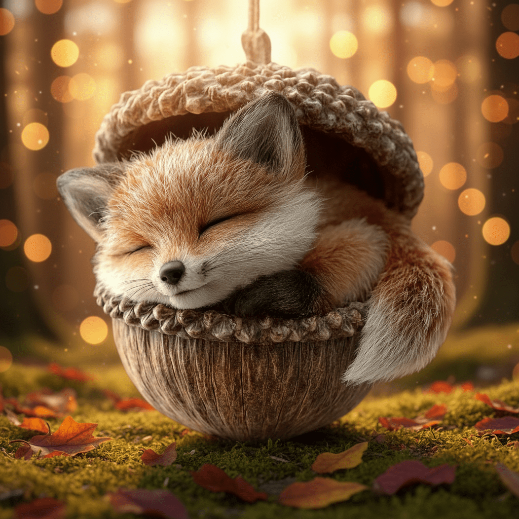 Eichelo | Decorazione natalizia da appendere con animali del bosco dentro ghiande in acrilico, 8 cm