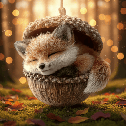 Eichelo | Decorazione natalizia da appendere con animali del bosco dentro ghiande in acrilico, 8 cm
