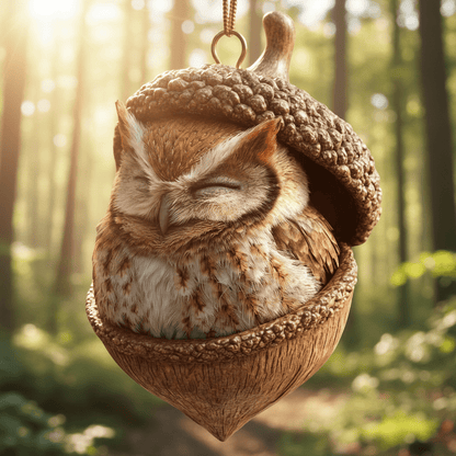 Eichelo | Decorazione natalizia da appendere con animali del bosco dentro ghiande in acrilico, 8 cm