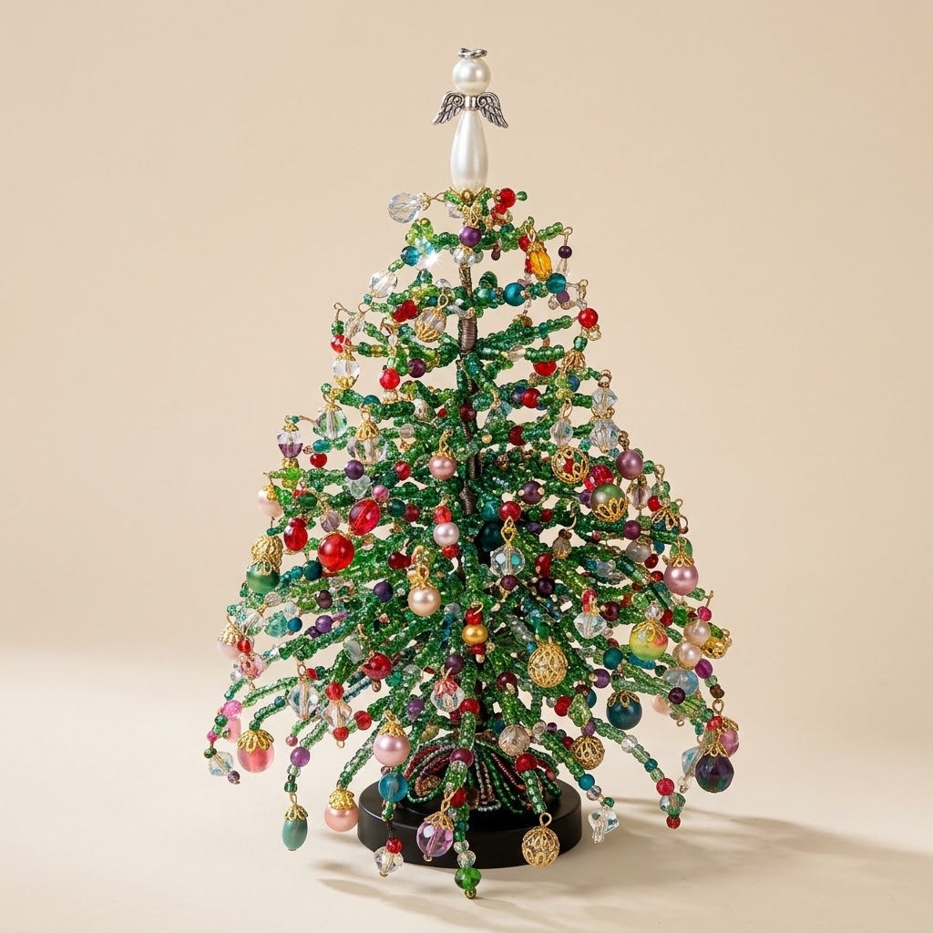 Perlvio | Decorazione natalizia albero di perline da creare con catena luminosa LED, circa 25 cm