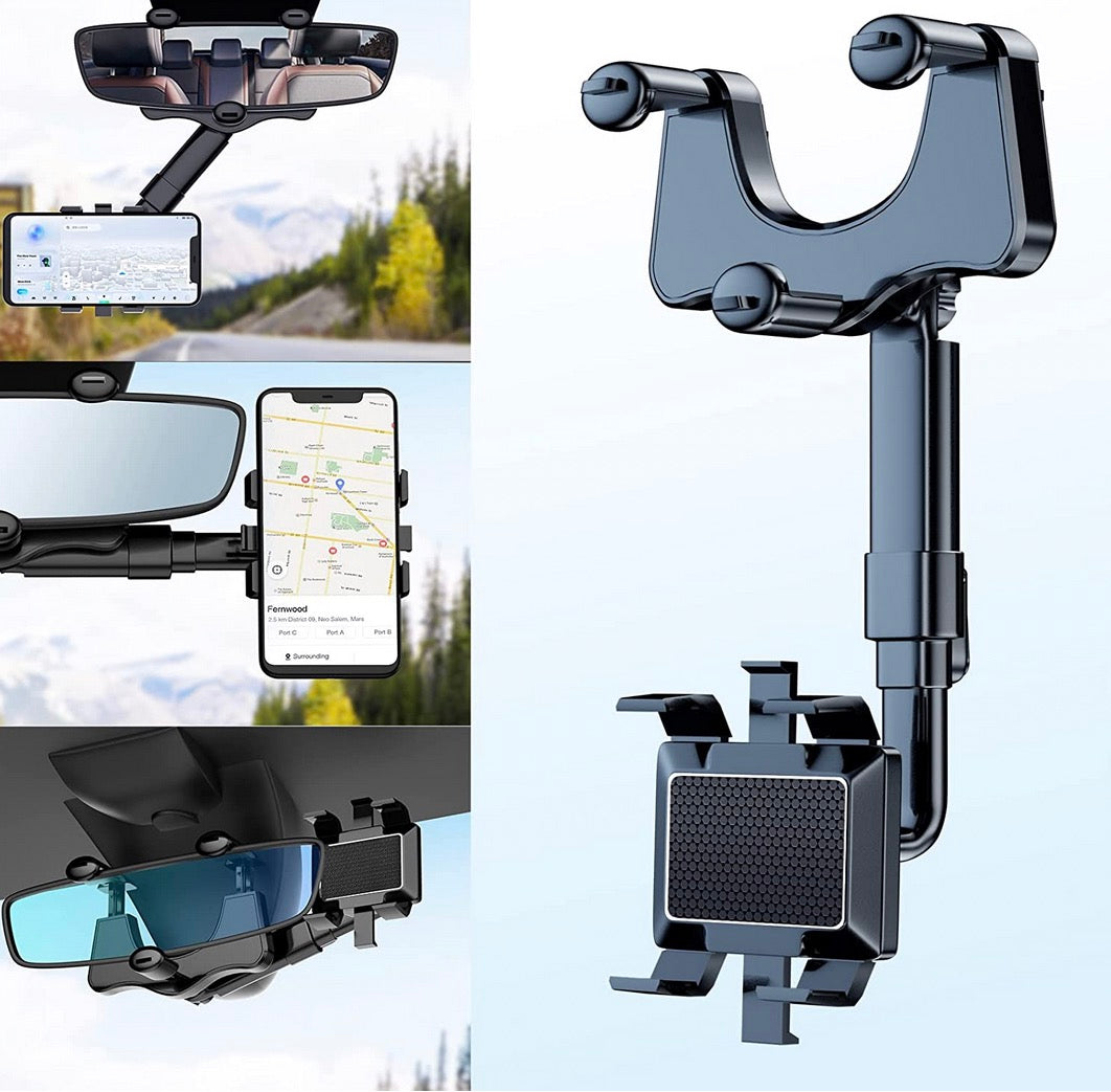 Mirrova | 360° drehbare Handyhalterung für den Rückspiegel, bis 6,5 Zoll