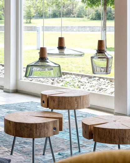 Lampada Loft – Lampada in vetro scandinava moderna con base in legno (E27)