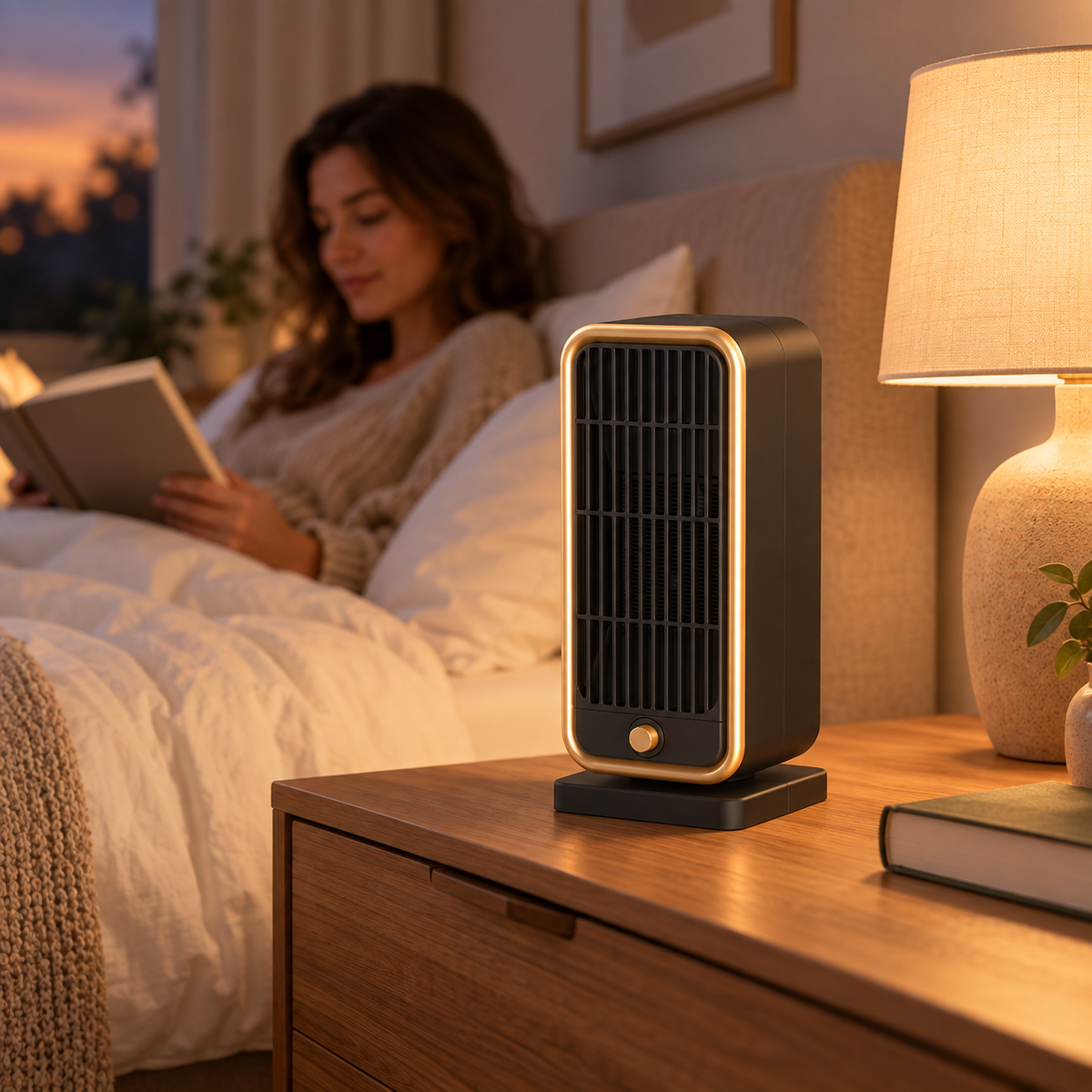 Calvetta | Mini termoventilatore in ceramica da 500 W con dettagli dorati