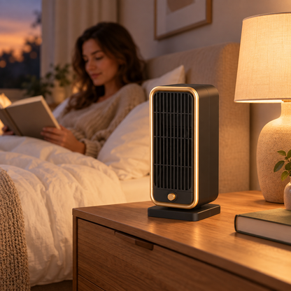 Calvetta | Mini termoventilatore in ceramica da 500 W con dettagli dorati