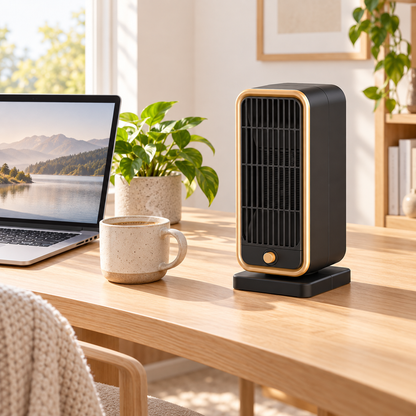 Calvetta | Mini termoventilatore in ceramica da 500 W con dettagli dorati