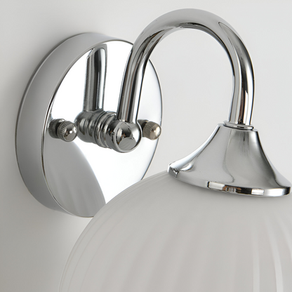 Lunaris – Lampada da parete contemporanea a forma di sfera in vetro con design a strisce e tecnologia LED