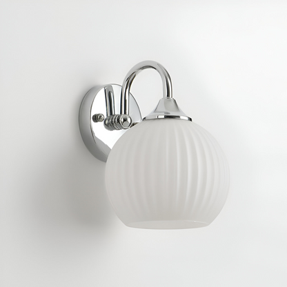 Lunaris – Lampada da parete contemporanea a forma di sfera in vetro con design a strisce e tecnologia LED