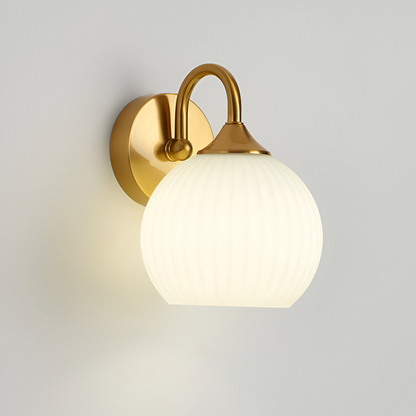 Lunaris – Lampada da parete contemporanea a forma di sfera in vetro con design a strisce e tecnologia LED
