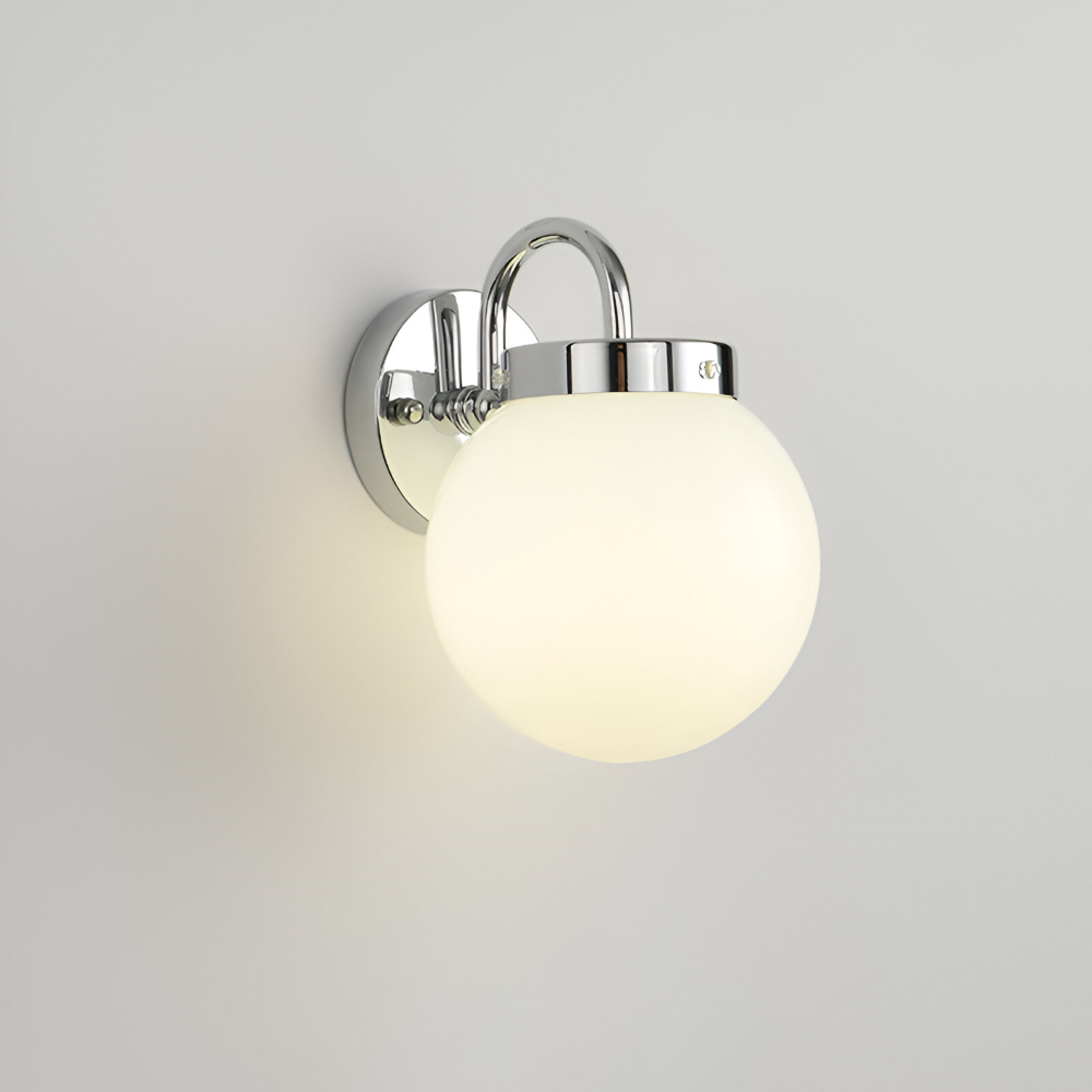 Lunaris – Lampada da parete contemporanea a forma di sfera in vetro con design a strisce e tecnologia LED