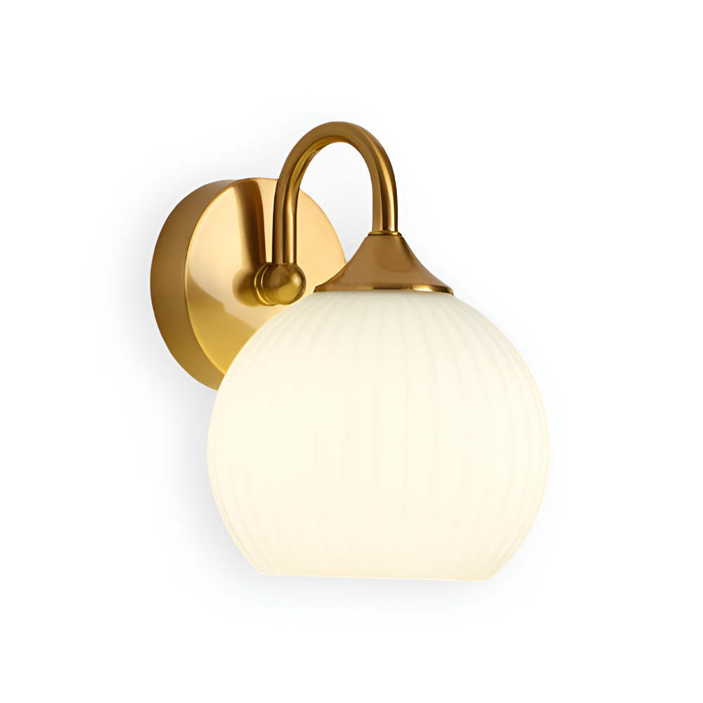 Lunaris – Lampada da parete contemporanea a forma di sfera in vetro con design a strisce e tecnologia LED