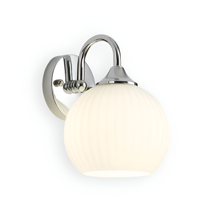 Lunaris – Lampada da parete contemporanea a forma di sfera in vetro con design a strisce e tecnologia LED