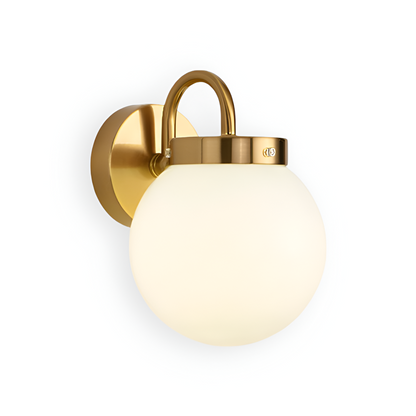 Lunaris – Lampada da parete contemporanea a forma di sfera in vetro con design a strisce e tecnologia LED