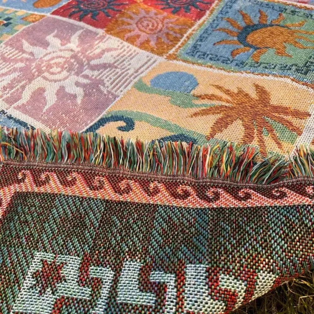 Coperta da picnic outdoor | Spessa e resistente | Mix di microfibra | Con frange