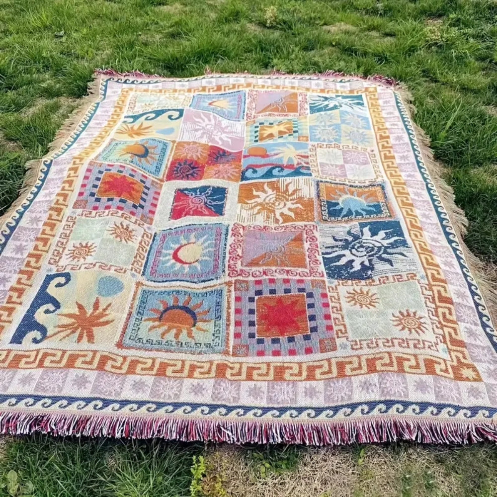 Coperta da picnic outdoor | Spessa e resistente | Mix di microfibra | Con frange