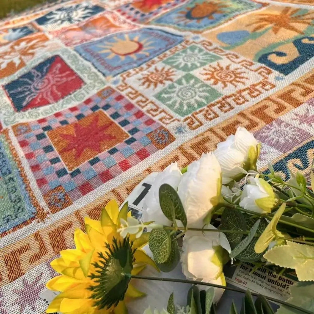 Coperta da picnic outdoor | Spessa e resistente | Mix di microfibra | Con frange