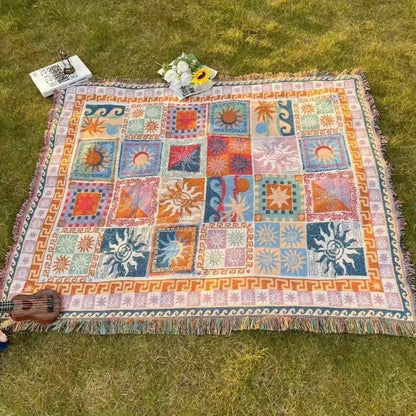 Coperta da picnic outdoor | Spessa e resistente | Mix di microfibra | Con frange
