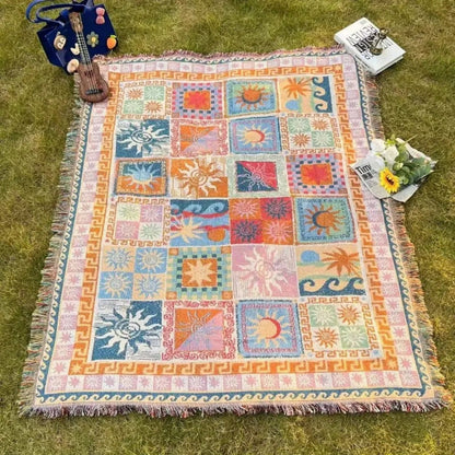 Coperta da picnic outdoor | Spessa e resistente | Mix di microfibra | Con frange