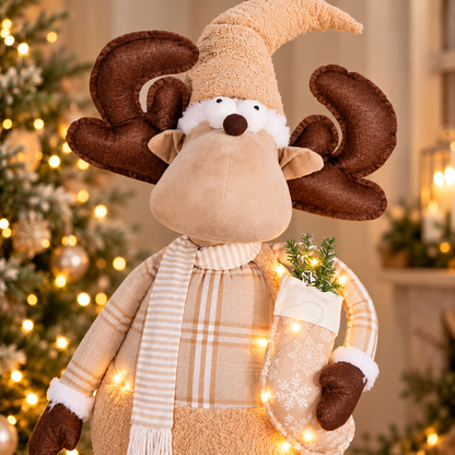 Rentelo | Renna gigante in peluche con LED e gambe telescopiche, fino a 190 cm