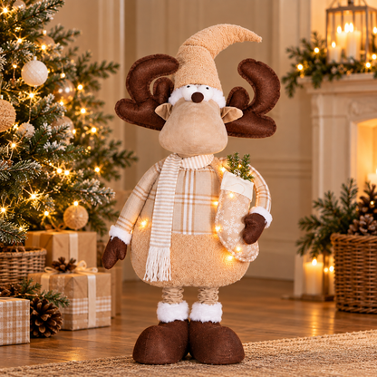 Rentelo | Renna gigante in peluche con LED e gambe telescopiche, fino a 190 cm