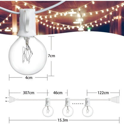 Globelia | Lichterkette außen mit Globus-Lampen, 15 m oder 30 m
