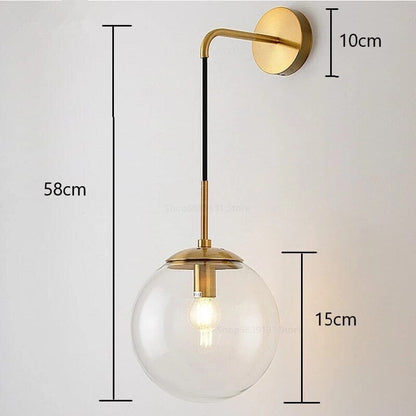 Lampada da parete in vetro a forma di sfera – Elegante lampada in vetro satinato con design moderno a sospensione